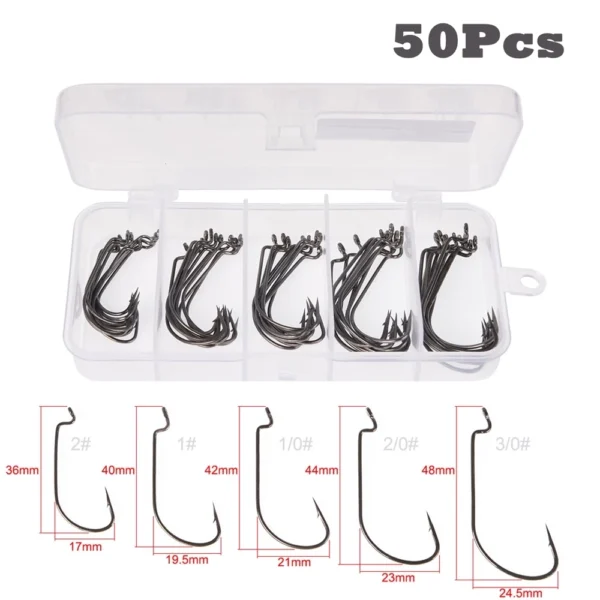 50PCS Offset Fishing Hooks