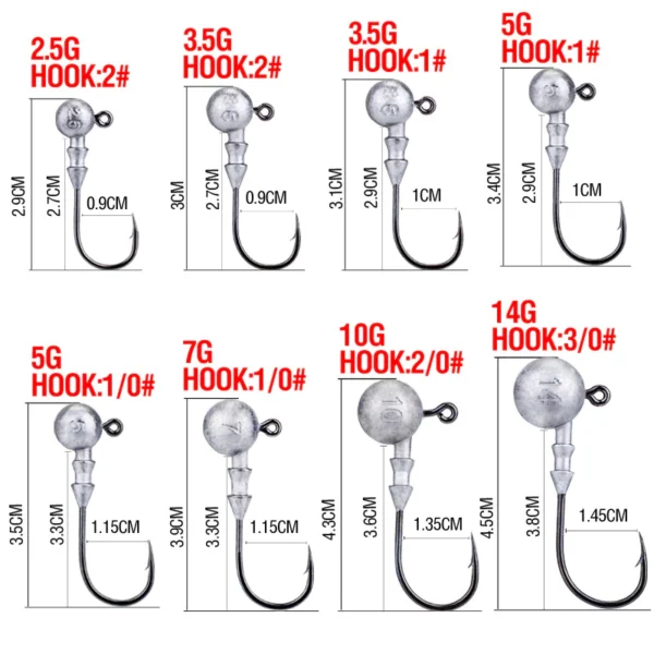 25PCS 4X Lead Jig Head Hook